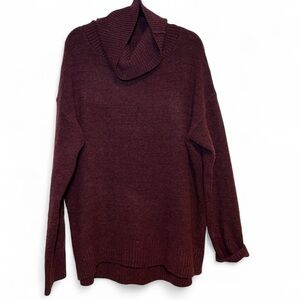 Old Navy Lightweight Oversized Burgundy Marled Cowl Neck Sweater